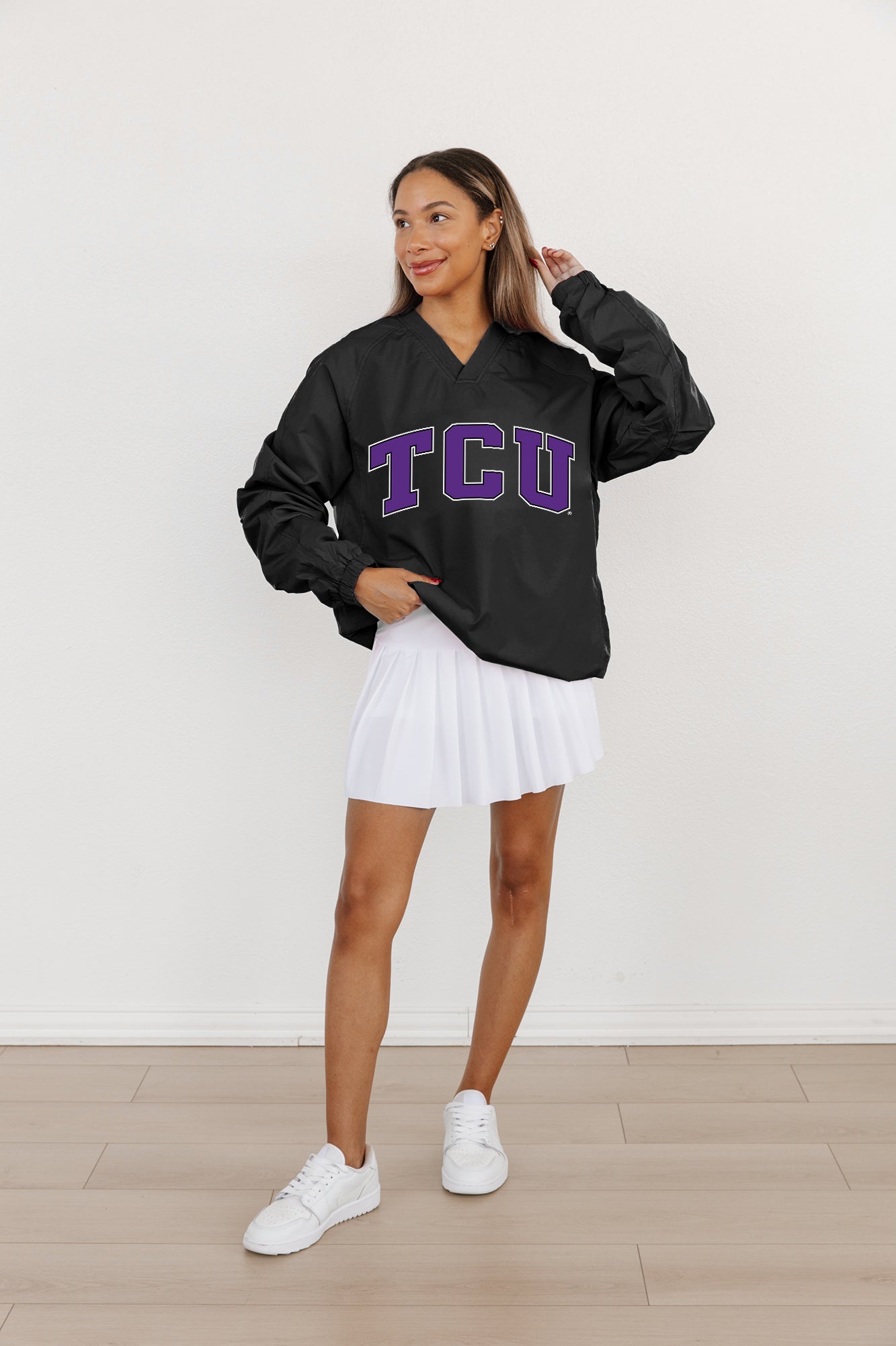 TCU HORNED FROGS VICTORY BOUND CLASSIC V-NECK WIND SHIRT BY MADI PREWETT TROUTT