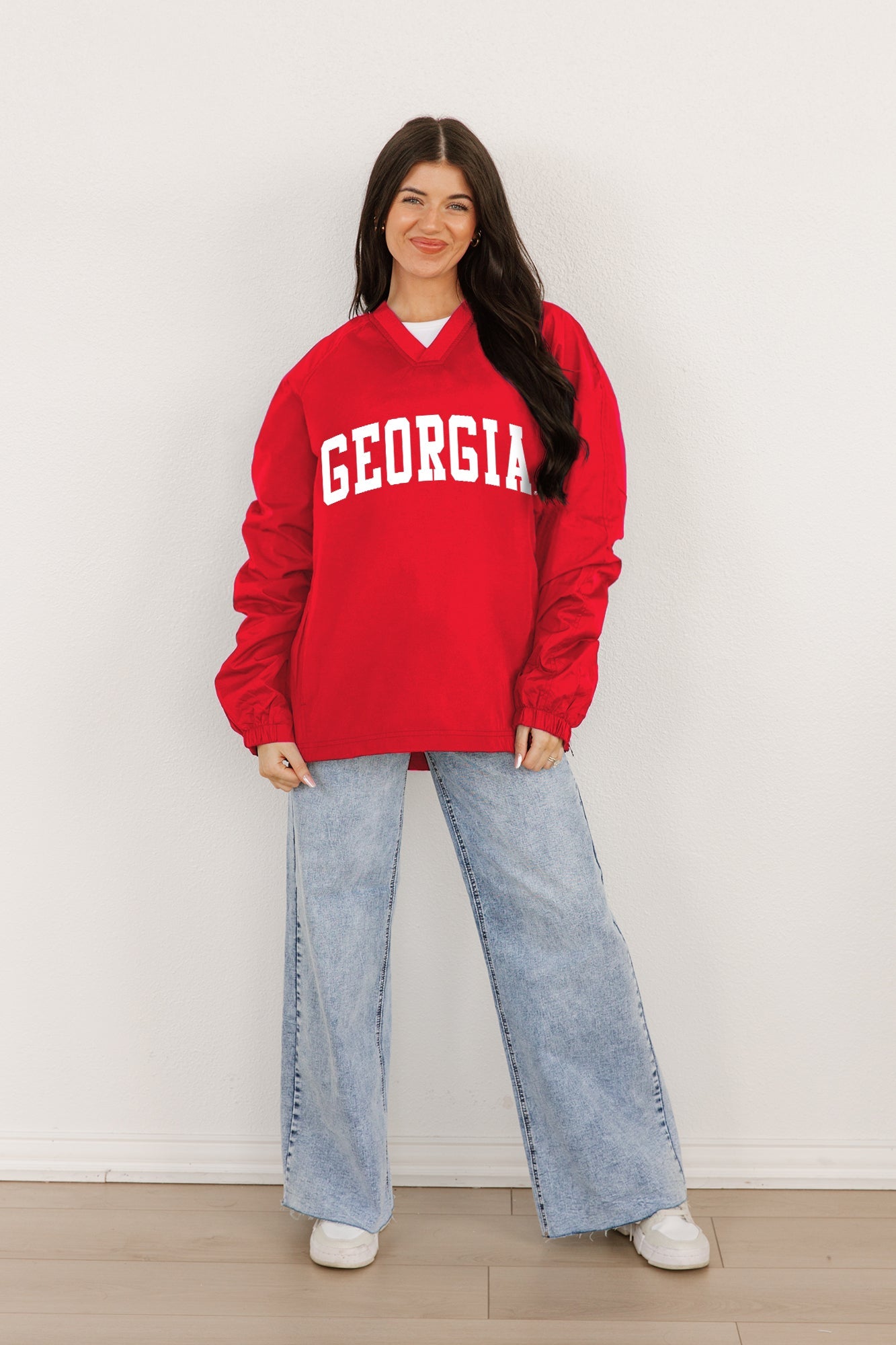 GEORGIA BULLDOGS VICTORY BOUND CLASSIC V-NECK WIND SHIRT BY MADI PREWETT TROUTT