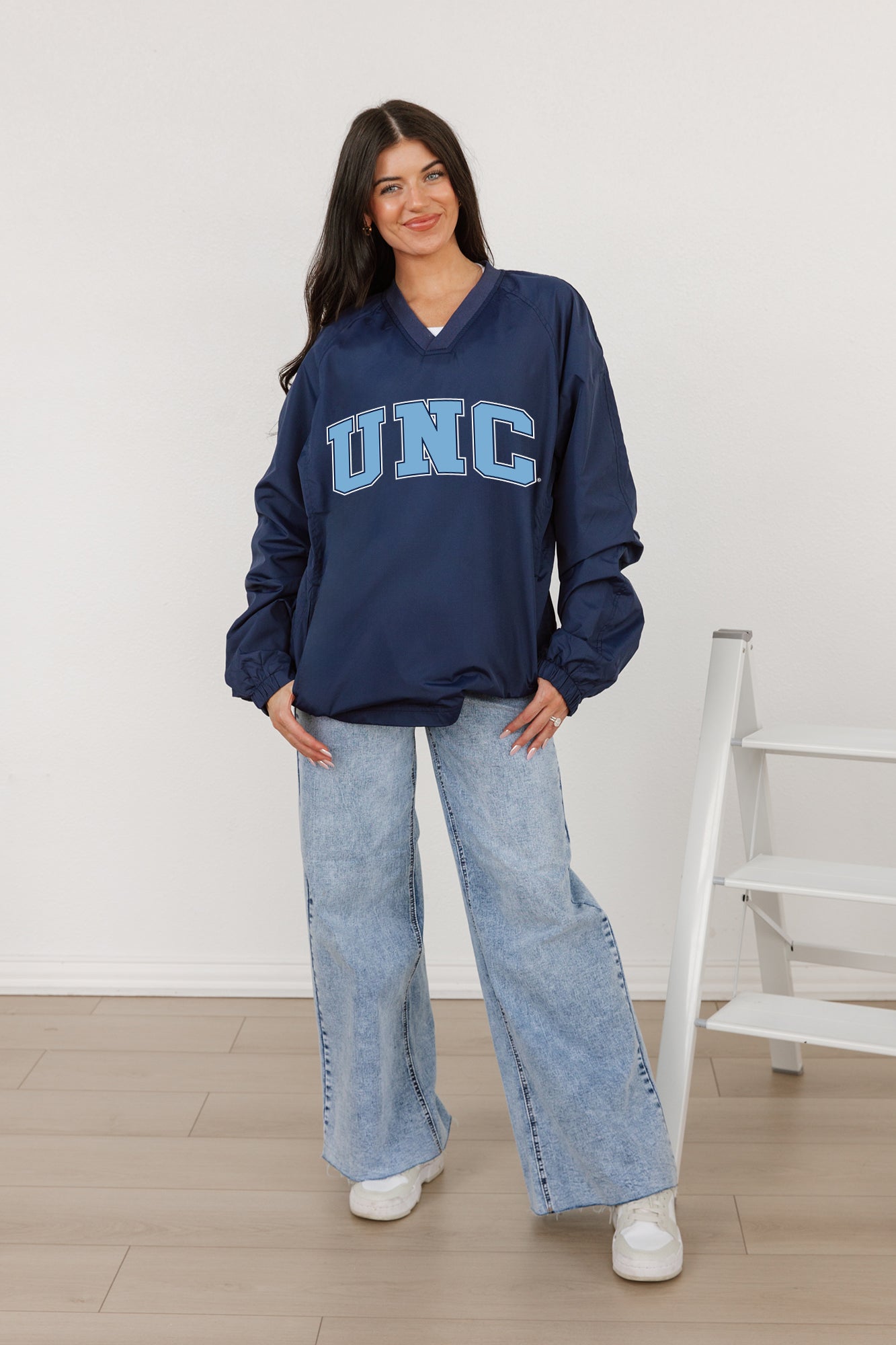 NORTH CAROLINA TAR HEELS VICTORY BOUND CLASSIC V-NECK WIND SHIRT BY MADI PREWETT TROUTT