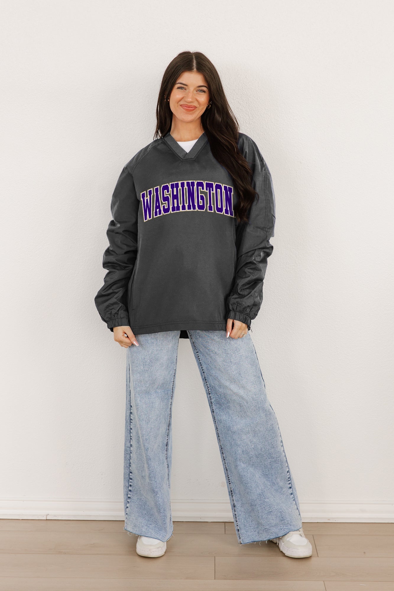 WASHINGTON HUSKIES VICTORY BOUND CLASSIC V-NECK WIND SHIRT BY MADI PREWETT TROUTT