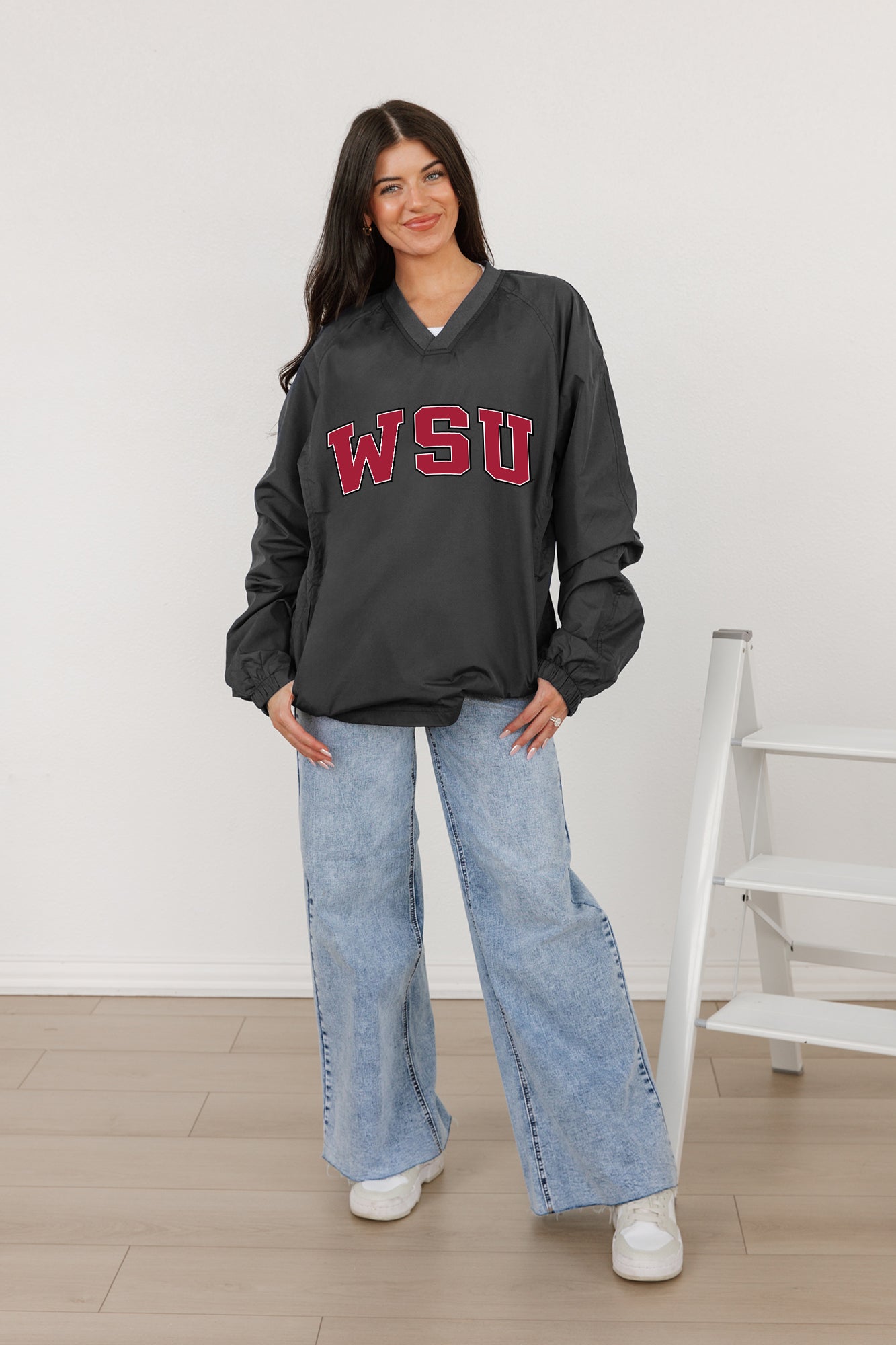 WASHINGTON STATE COUGARS VICTORY BOUND CLASSIC V-NECK WIND SHIRT BY MADI PREWETT TROUTT