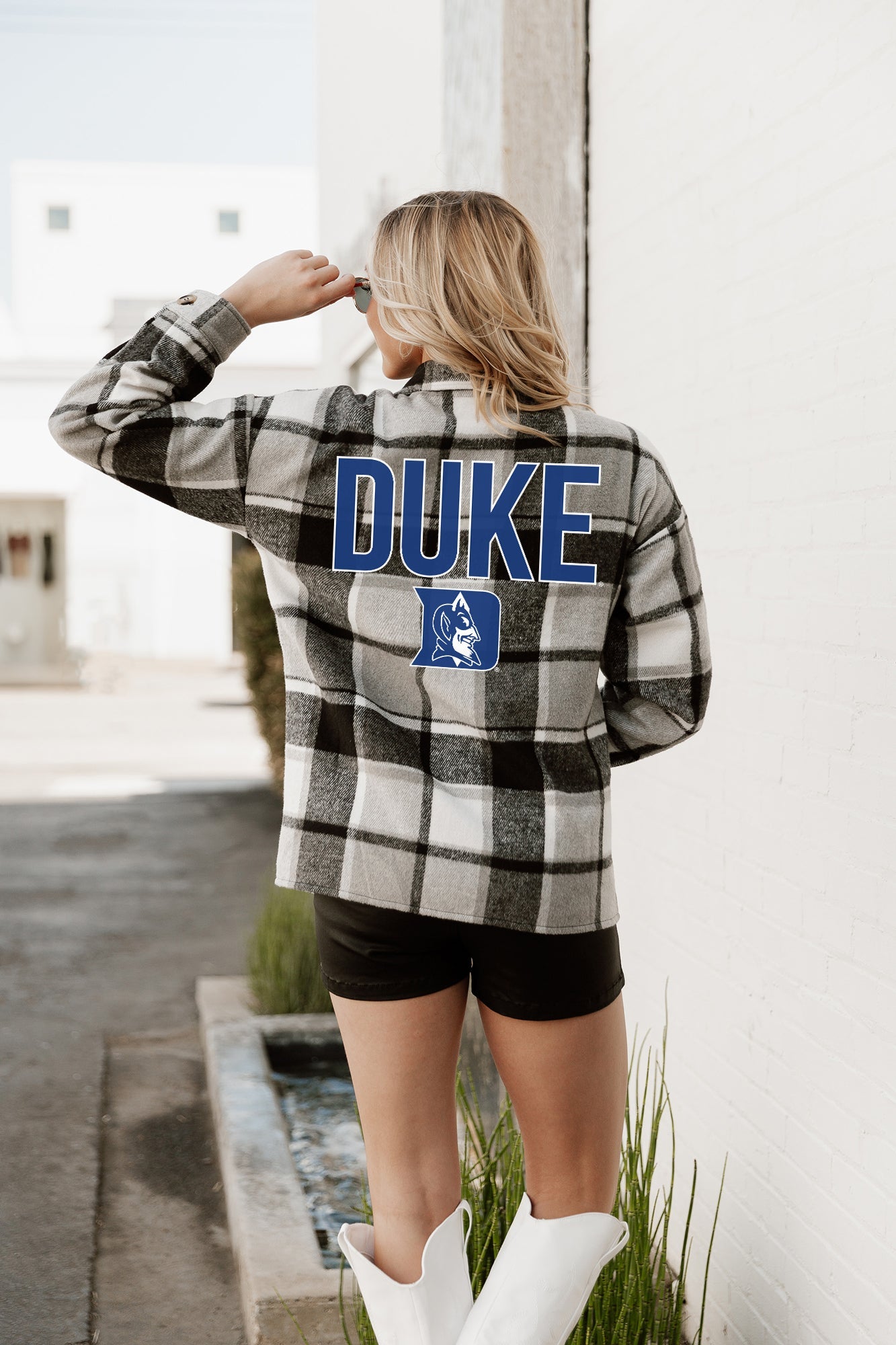 DUKE BLUE DEVILS MAD FOR PLAID JENKINS PLAID OVERSHIRT