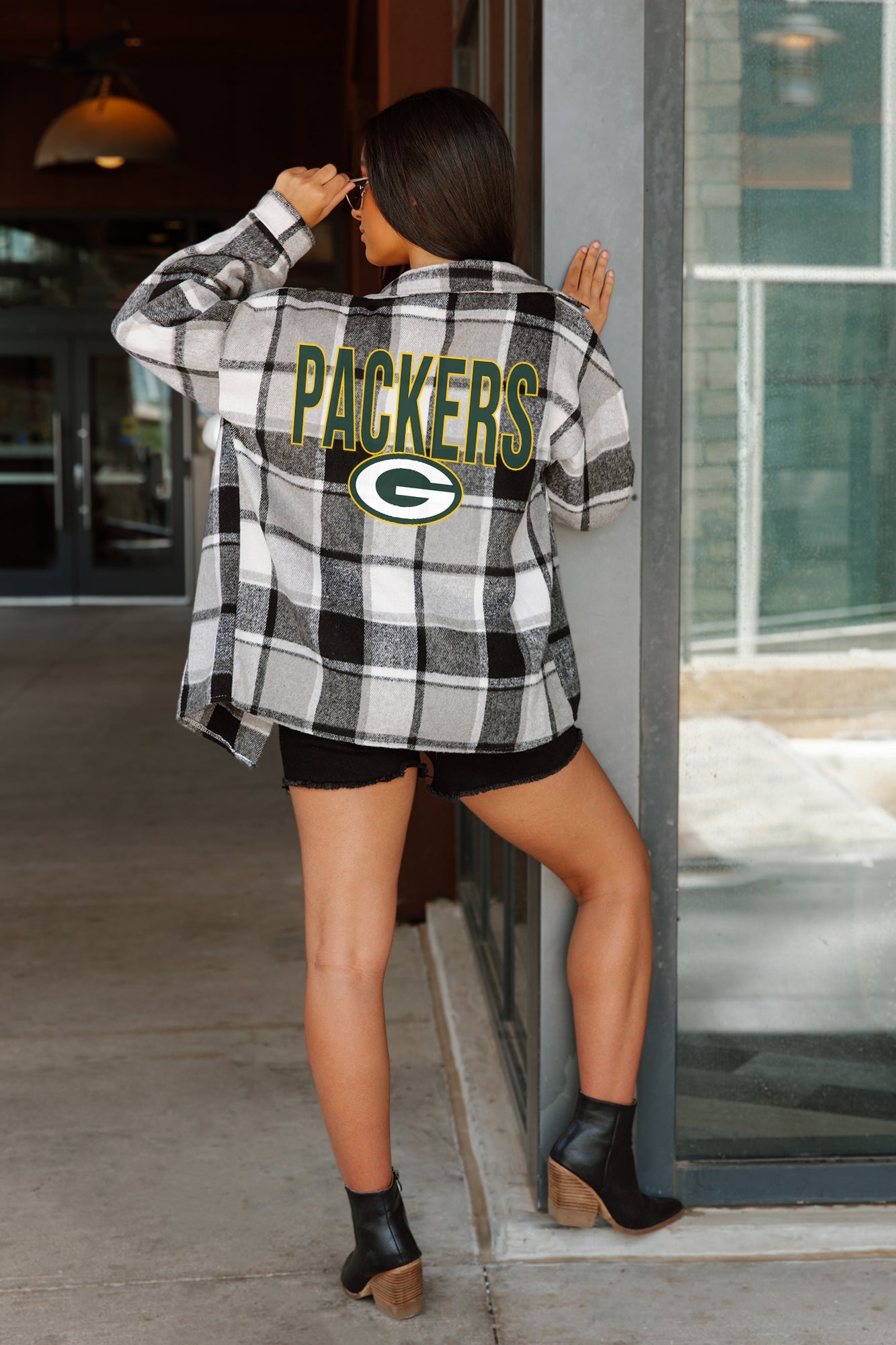 GREEN BAY PACKERS FIELDSIDE FUN JENKINS PLAID OVERSHIRT