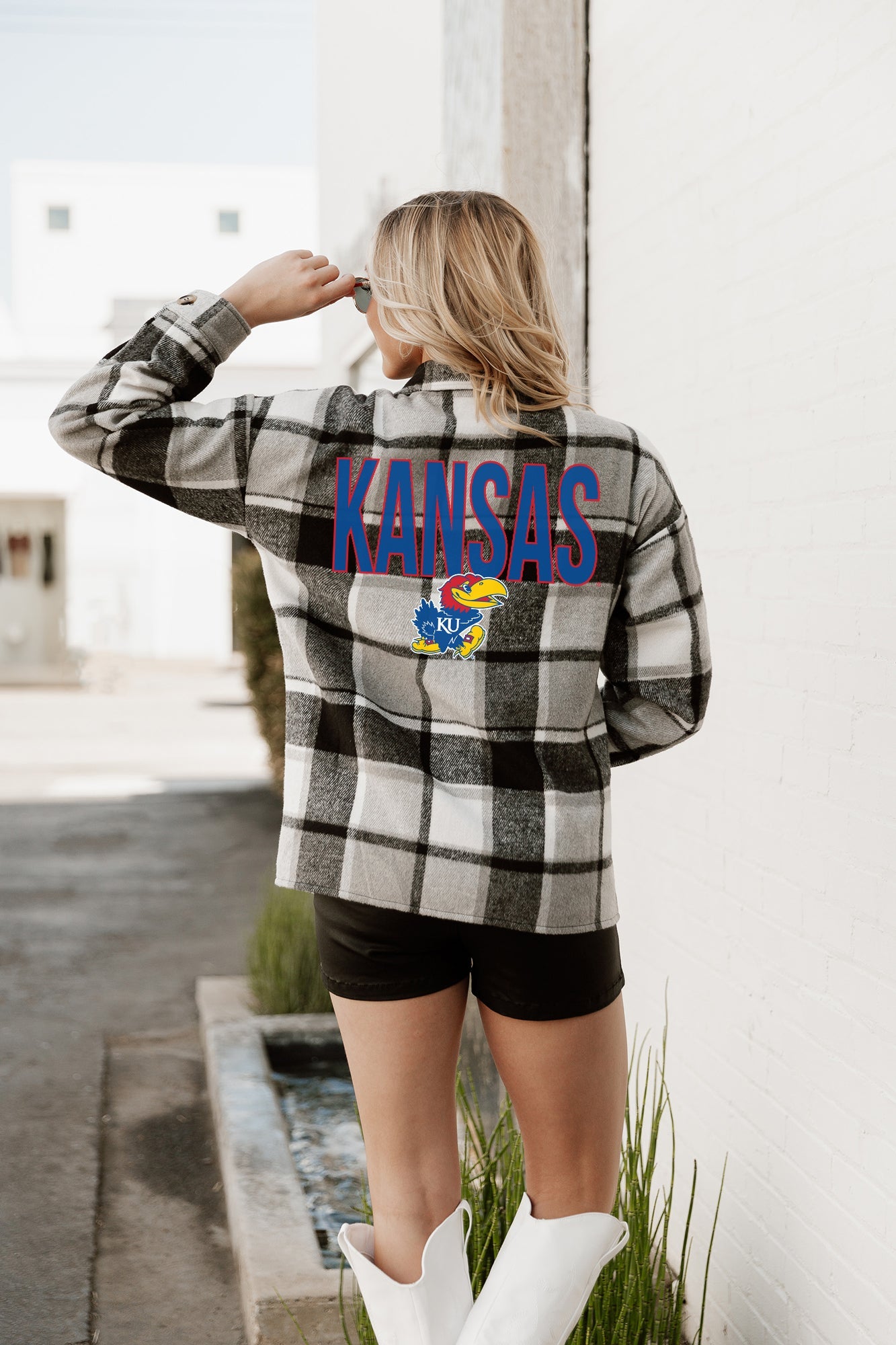 KANSAS JAYHAWKS MAD FOR PLAID JENKINS PLAID OVERSHIRT