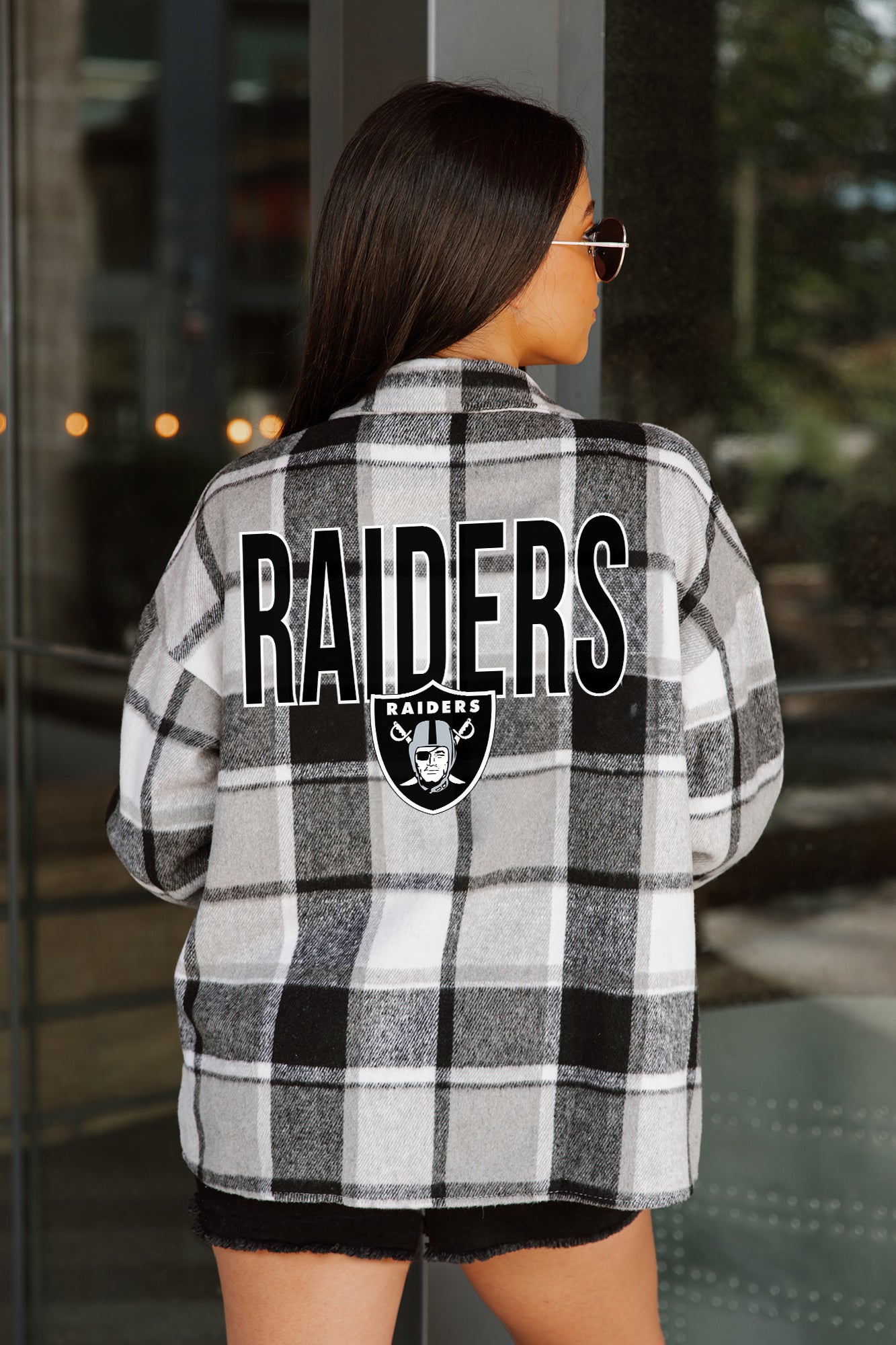 LAS VEGAS RAIDERS FIELDSIDE FUN JENKINS PLAID OVERSHIRT