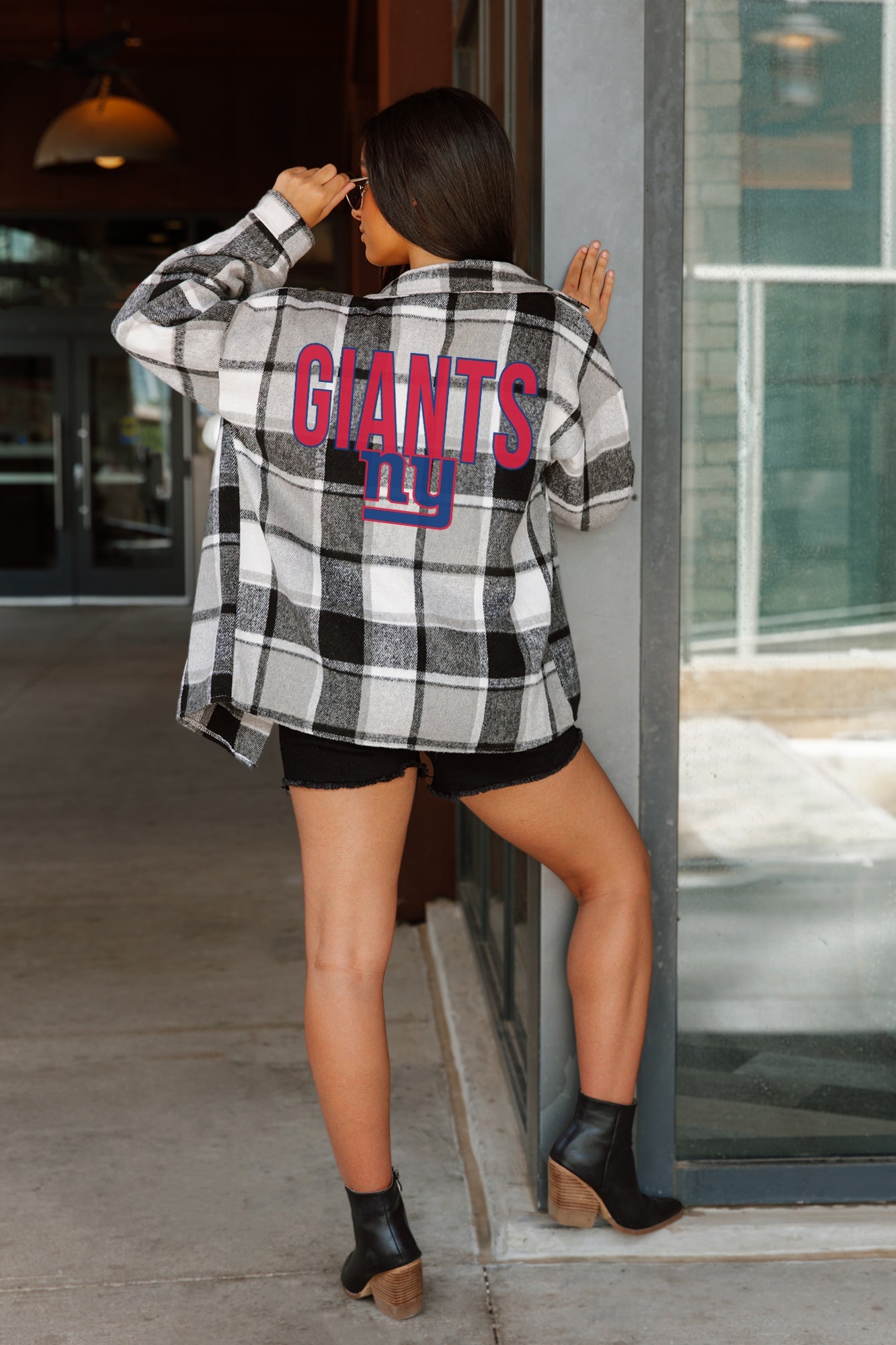 NEW YORK GIANTS FIELDSIDE FUN JENKINS PLAID OVERSHIRT