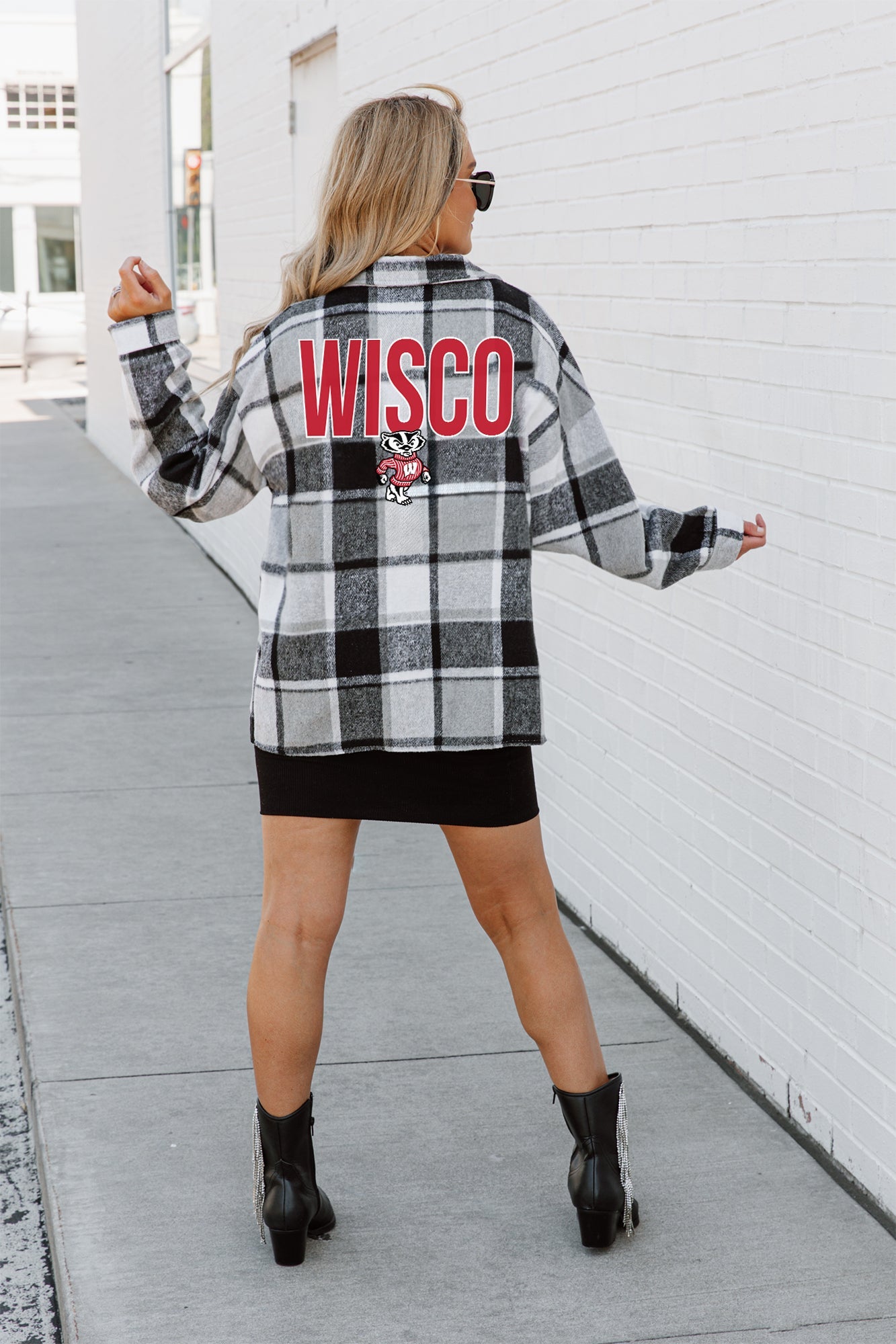 WISCONSIN BADGERS MAD FOR PLAID JENKINS PLAID OVERSHIRT