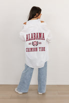 ALABAMA CRIMSON TIDE VICTORY CHANT WHITE BUTTON DOWN COLLARED TOP BY MADI PREWETT TROUTT