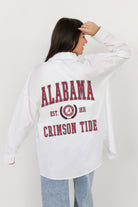 ALABAMA CRIMSON TIDE VICTORY CHANT WHITE BUTTON DOWN COLLARED TOP BY MADI PREWETT TROUTT