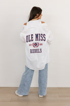 OLE MISS REBELS VICTORY CHANT WHITE BUTTON DOWN COLLARED TOP BY MADI PREWETT TROUTT