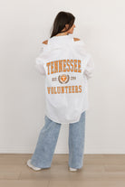 TENNESSEE VOLUNTEERS VICTORY CHANT WHITE BUTTON DOWN COLLARED TOP BY MADI PREWETT TROUTT