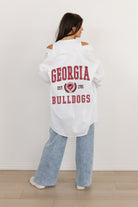 GEORGIA BULLDOGS VICTORY CHANT WHITE BUTTON DOWN COLLARED TOP BY MADI PREWETT TROUTT