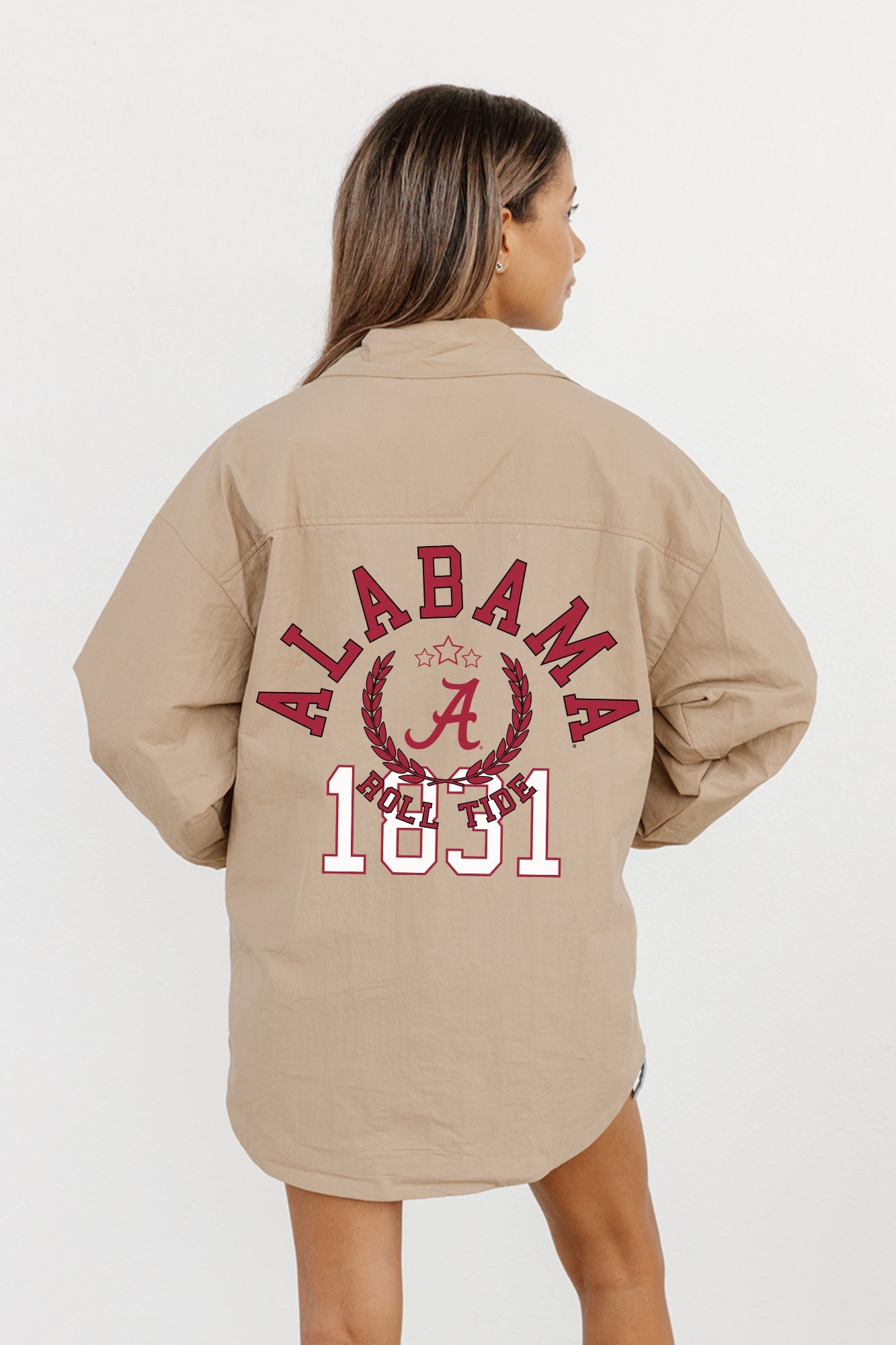 ALABAMA CRIMSON TIDE TAKE IT TO THE HOUSE LIGHTWEIGHT BUTTON DOWN OVERSIZED JACKET BY MADI PREWETT TROUTT