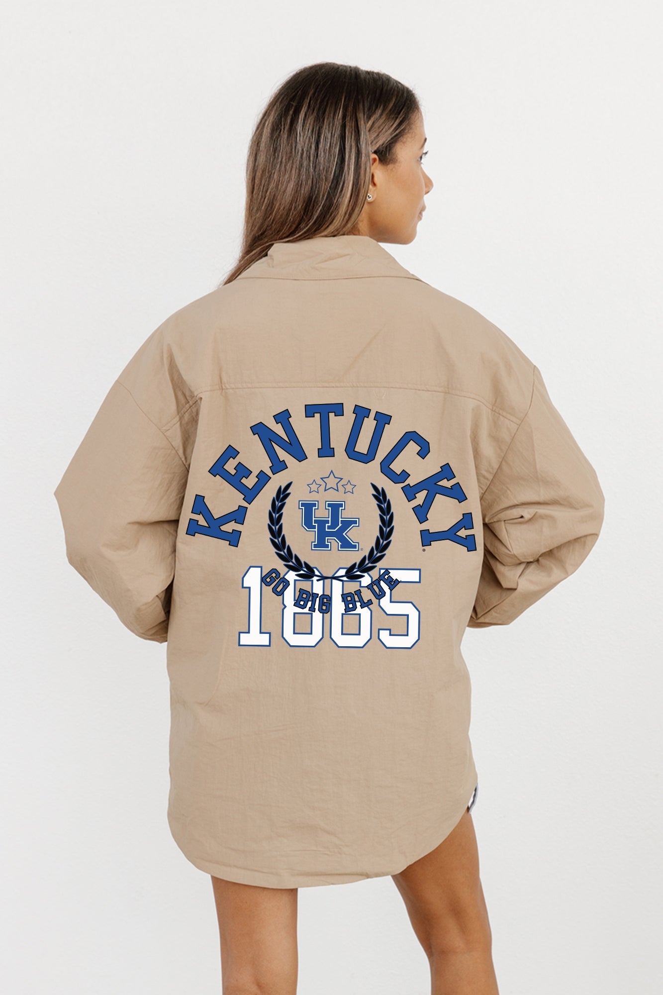 KENTUCKY WILDCATS TAKE IT TO THE HOUSE LIGHTWEIGHT BUTTON DOWN OVERSIZED JACKET BY MADI PREWETT TROUTT