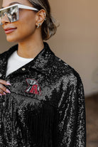 ALABAMA CRIMSON TIDE ON THE FRINGE MIRRORBALL FRINGE SEQUIN JACKET