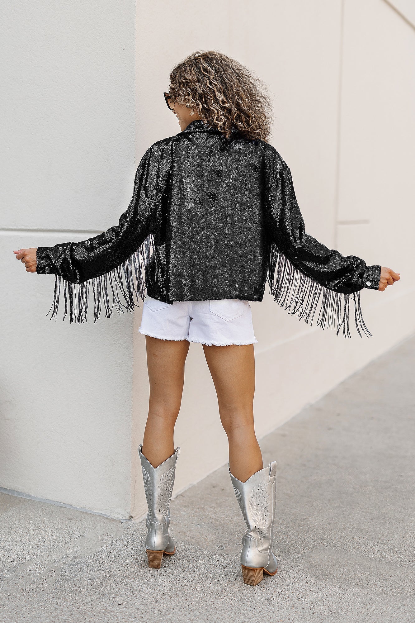 ALABAMA CRIMSON TIDE ON THE FRINGE MIRRORBALL FRINGE SEQUIN JACKET