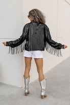 ARKANSAS RAZORBACKS ON THE FRINGE MIRRORBALL FRINGE SEQUIN JACKET