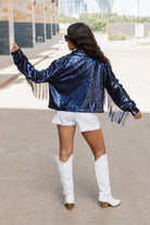 DALLAS COWBOYS GLAM FOR GAMEDAY MIRRORBALL FRINGE SEQUIN JACKET