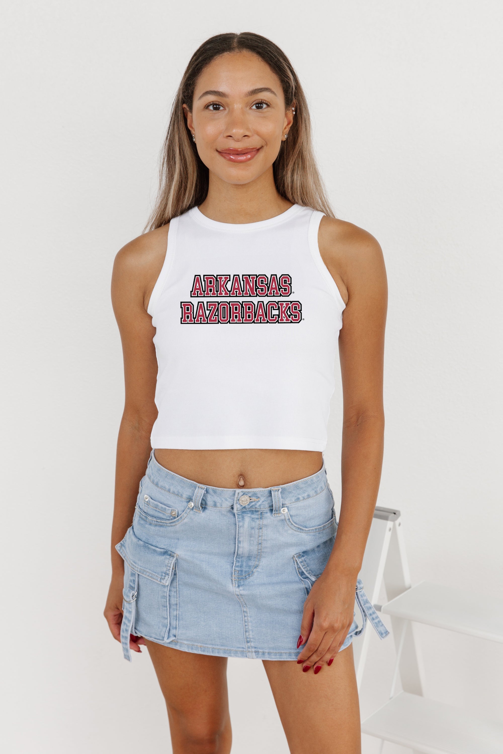 ARKANSAS RAZORBACKS WINNING TRADITION ESSENTIAL RIBBED CROP TANK BY MADI PREWETT TROUTT