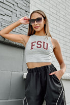 FLORIDA STATE SEMINOLES DOWN AND DISTANCE ESSENTIAL RIBBED CROP TANK BY MADI PREWETT TROUTT