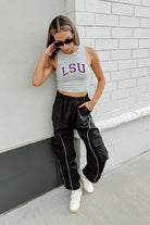 LSU TIGERS DOWN AND DISTANCE ESSENTIAL RIBBED CROP TANK BY MADI PREWETT TROUTT