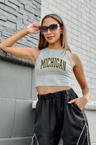 MICHIGAN WOLVERINES DOWN AND DISTANCE ESSENTIAL RIBBED CROP TANK BY MADI PREWETT TROUTT