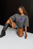 BUFFALO BILLS JUST IN TIME OVERSIZED ALL-OVER RHINESTONE SHORT SLEEVE CROP TEE