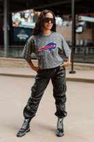 BUFFALO BILLS JUST IN TIME OVERSIZED ALL-OVER RHINESTONE SHORT SLEEVE CROP TEE