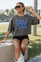 KENTUCKY WILDCATS JUST IN TIME OVERSIZED ALL-OVER RHINESTONE SHORT SLEEVE CROP TEE