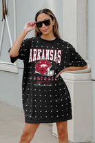 ARKANSAS RAZORBACKS GAME CHANGING ALL-OVER RHINESTONE SHORT SLEEVE T-SHIRT DRESS