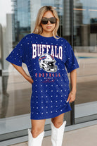 BUFFALO BILLS GAME CHANGING ALL-OVER RHINESTONE SHORT SLEEVE T-SHIRT DRESS