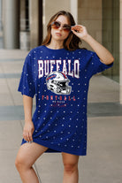 BUFFALO BILLS GAME CHANGING ALL-OVER RHINESTONE SHORT SLEEVE T-SHIRT DRESS