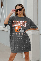 CLEMSON TIGERS GAME CHANGING ALL-OVER RHINESTONE SHORT SLEEVE T-SHIRT DRESS