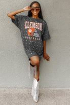 CLEMSON TIGERS GAME CHANGING ALL-OVER RHINESTONE SHORT SLEEVE T-SHIRT DRESS