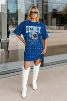 DETROIT LIONS GAME CHANGING ALL-OVER RHINESTONE SHORT SLEEVE T-SHIRT DRESS