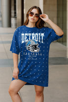 DETROIT LIONS GAME CHANGING ALL-OVER RHINESTONE SHORT SLEEVE T-SHIRT DRESS