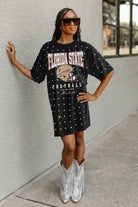 FLORIDA STATE SEMINOLES GAME CHANGING ALL-OVER RHINESTONE SHORT SLEEVE T-SHIRT DRESS