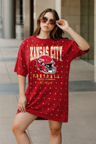 KANSAS CITY CHIEFS GAME CHANGING ALL-OVER RHINESTONE SHORT SLEEVE T-SHIRT DRESS