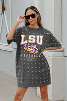 LSU TIGERS GAME CHANGING ALL-OVER RHINESTONE SHORT SLEEVE T-SHIRT DRESS