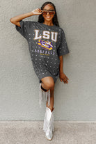 LSU TIGERS GAME CHANGING ALL-OVER RHINESTONE SHORT SLEEVE T-SHIRT DRESS