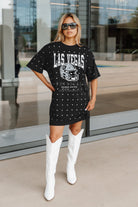 LAS VEGAS RAIDERS GAME CHANGING ALL-OVER RHINESTONE SHORT SLEEVE T-SHIRT DRESS