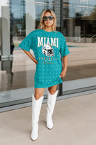 MIAMI DOLPHINS GAME CHANGING ALL-OVER RHINESTONE SHORT SLEEVE T-SHIRT DRESS