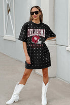 OKLAHOMA SOONERS GAME CHANGING ALL-OVER RHINESTONE SHORT SLEEVE T-SHIRT DRESS