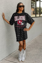 OKLAHOMA SOONERS GAME CHANGING ALL-OVER RHINESTONE SHORT SLEEVE T-SHIRT DRESS