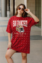 SAN FRANCISCO 49ERS GAME CHANGING ALL-OVER RHINESTONE SHORT SLEEVE T-SHIRT DRESS