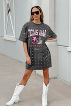 TEXAS A&M AGGIES GAME CHANGING ALL-OVER RHINESTONE SHORT SLEEVE T-SHIRT DRESS