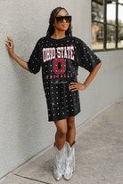 OHIO STATE BUCKEYES GAME CHANGING ALL-OVER RHINESTONE SHORT SLEEVE T-SHIRT DRESS