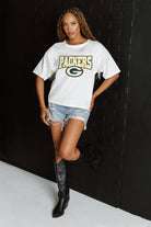 GREEN BAY PACKERS IRRESISTIBLE SHORT SLEEVE RHINESTONE FRINGE TEE