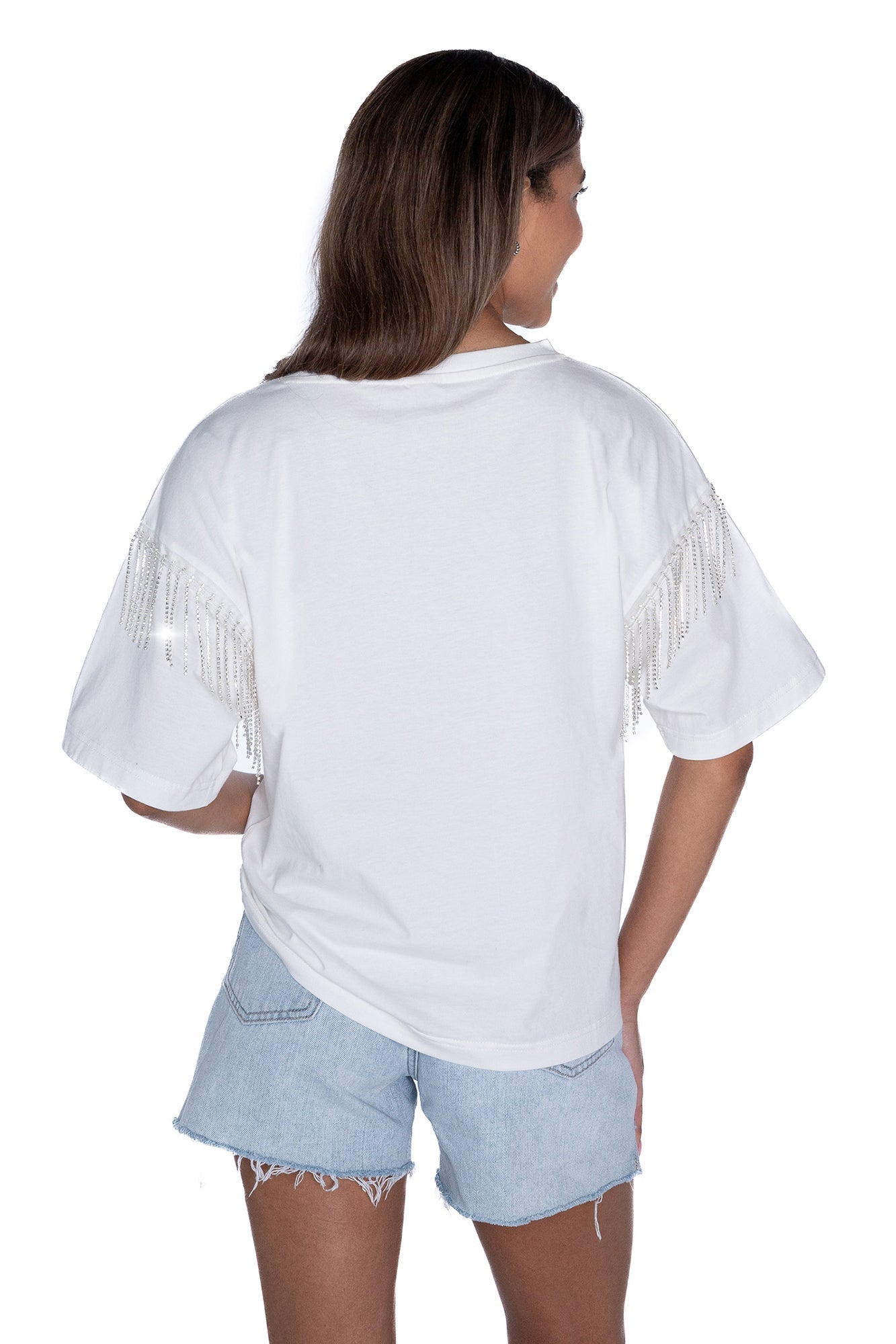 GREEN BAY PACKERS IRRESISTIBLE SHORT SLEEVE RHINESTONE FRINGE TEE