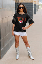 KANSAS CITY CHIEFS IRRESISTIBLE SHORT SLEEVE RHINESTONE FRINGE TEE